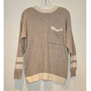 Liz Claiborne brown cream vintage silk blend long sleeve sweater - petite